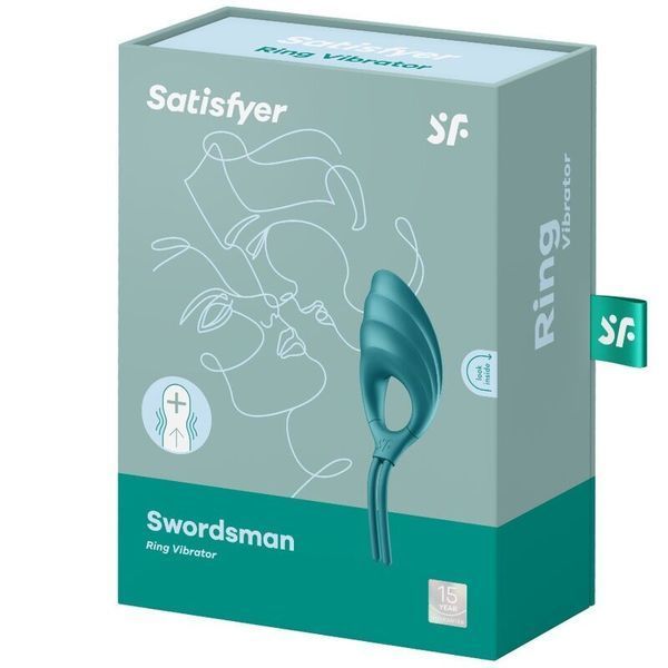 Ерекційне віброкільце-ласо Satisfyer Swordsman Green, міцна фіксація, 10 режимів, потужний мотор SO6729 фото