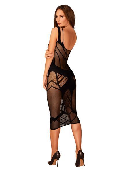 (SALE) Напівпрозора сукня міді Obsessive D609 dress S/M/L, black SO7703 фото