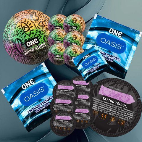 В наборі ONE Tattoo Touch Purple &ndash; 6 шт., ONE Super Studs &ndash; 6 шт, ONE Oasis 3 г &ndash; 3 шт NO6581 фото