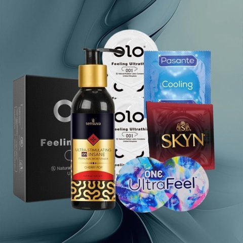 Набір "Магія захоплення" (ONE Ultra Feel, SKYN Intense Feel, OLO Feeling Ultrathin, Pasante Cooling, Sensuva Ultra-Stimulating On Insane Cherry Pop) 21 шт NO6241 фото
