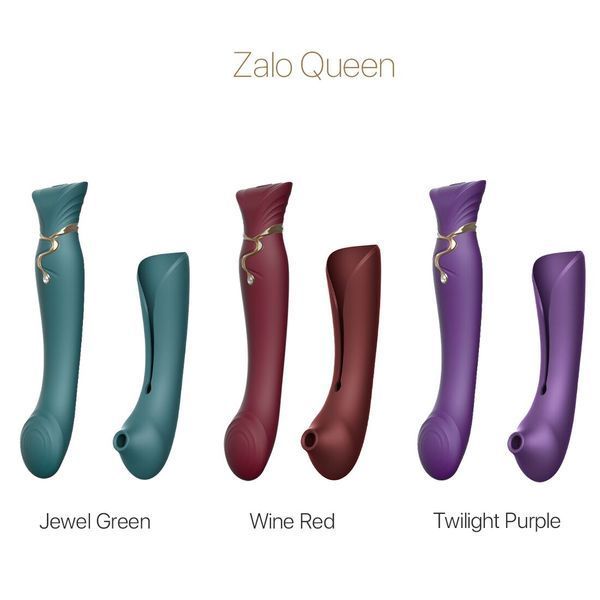 Смартвібратор 3в1 Zalo &mdash; Queen Set Wine Red, пульсівна перлина та вакуум, кристал Swarovski SO6662 фото